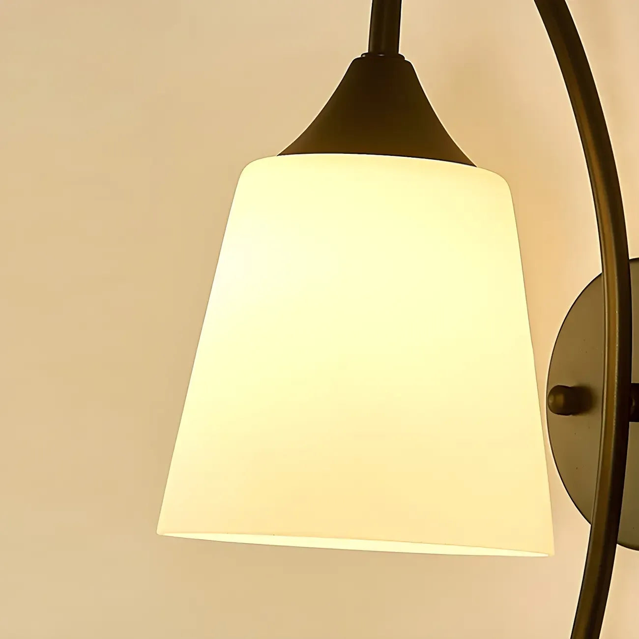 Modern Metal Black Arc Bathroom Vanity Light with Glass Shade