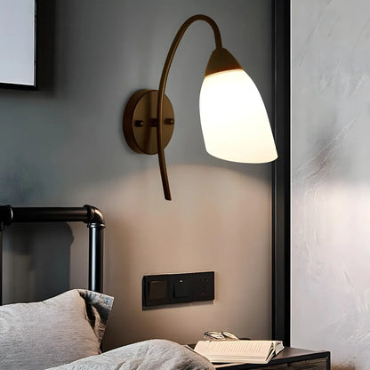 Modern Metal Black Arc Bathroom Vanity Light with Glass Shade