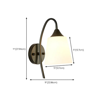 Modern Metal Black Arc Bathroom Vanity Light with Glass Shade