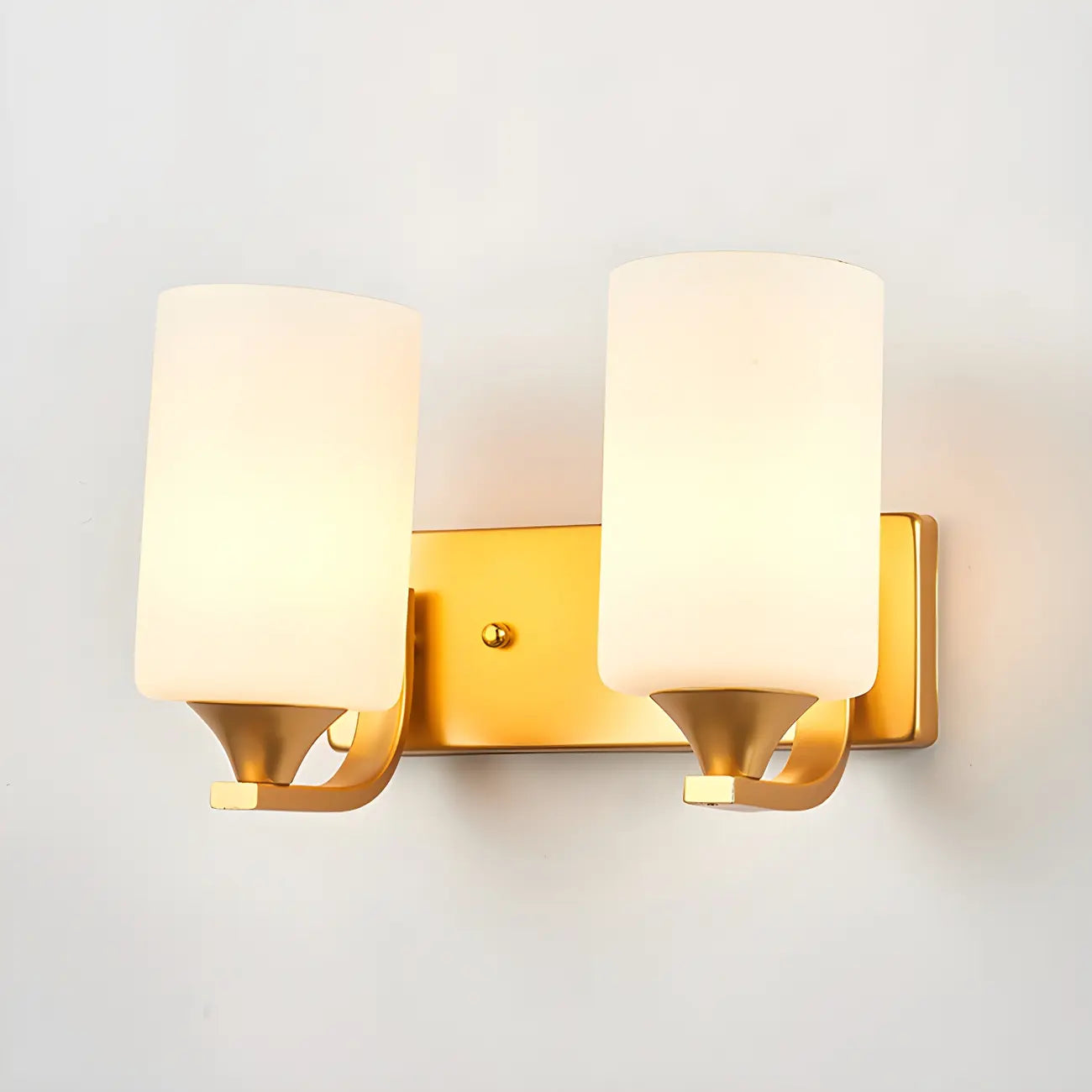 Gold Modern Cylinder Glass Shade Bathroom Vanity Light