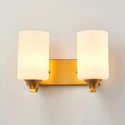 Gold Modern Cylinder Glass Shade Bathroom Vanity Light