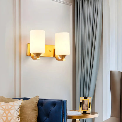 Gold Modern Cylinder Glass Shade Bathroom Vanity Light