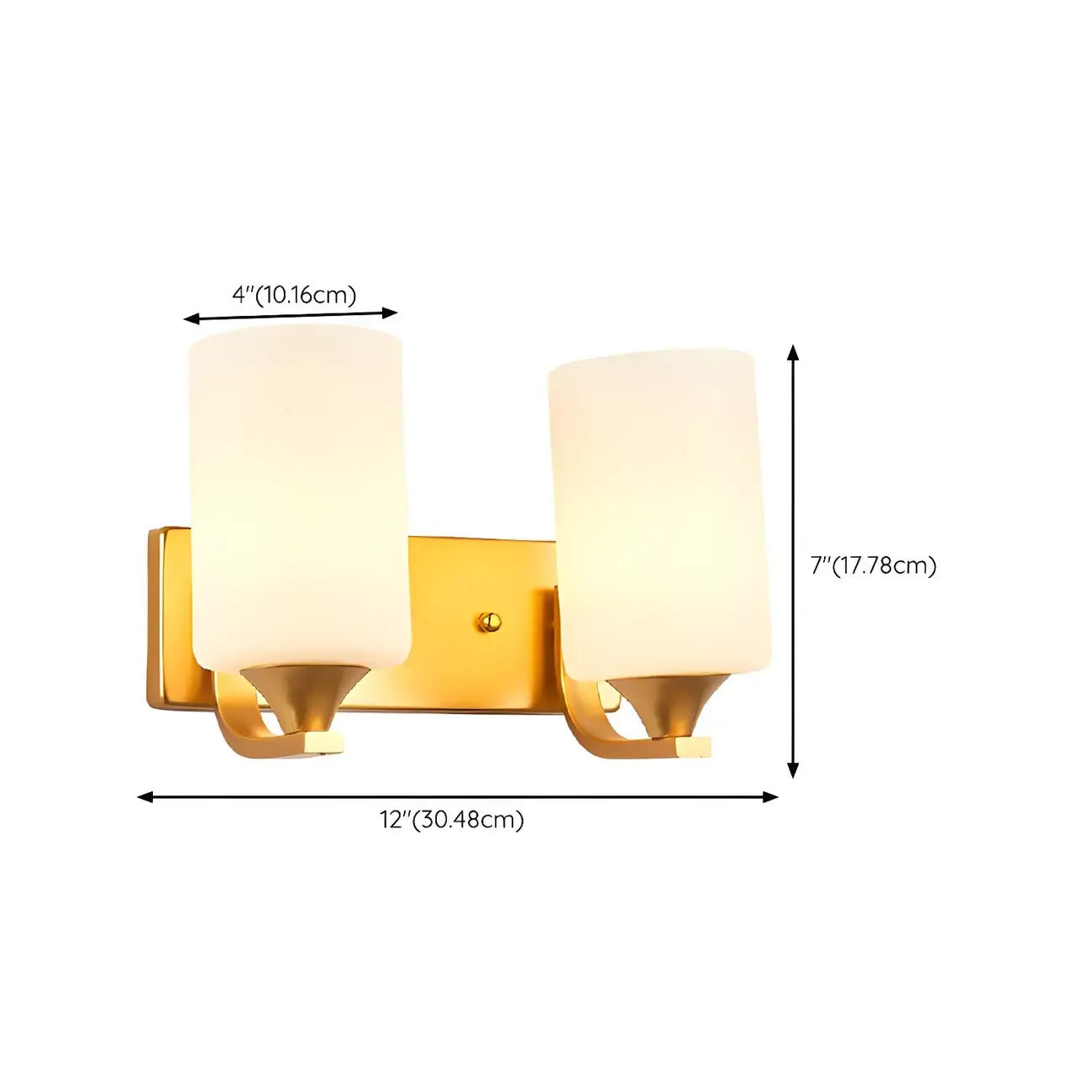Gold Modern Cylinder Glass Shade Bathroom Vanity Light