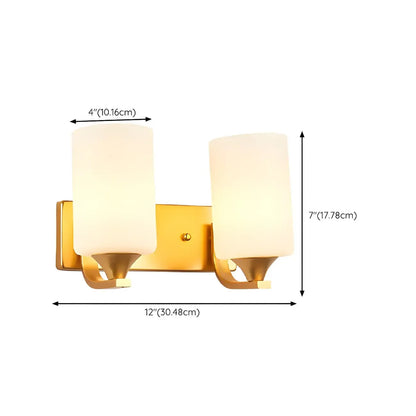 Gold Modern Cylinder Glass Shade Bathroom Vanity Light