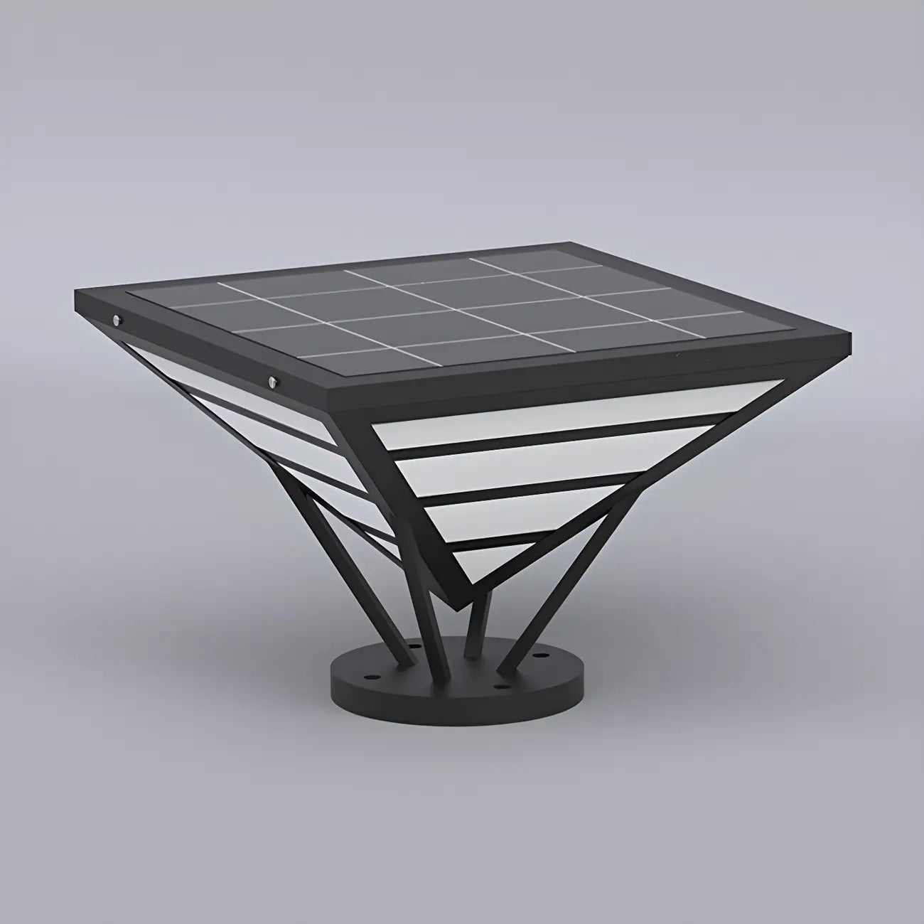 Black Metal Bracket Pyramid Solar Outdoor Post Lights