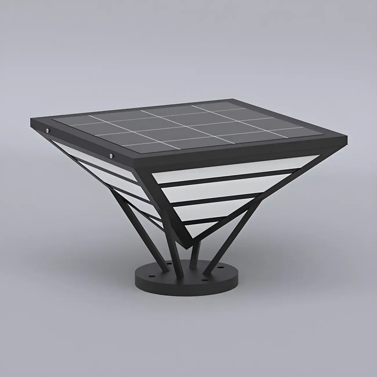 Black Metal Bracket Pyramid Solar Outdoor Post Lights