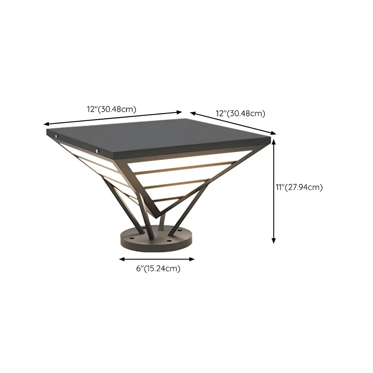 Black Metal Bracket Pyramid Solar Outdoor Post Lights