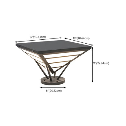 Black Metal Bracket Pyramid Solar Outdoor Post Lights