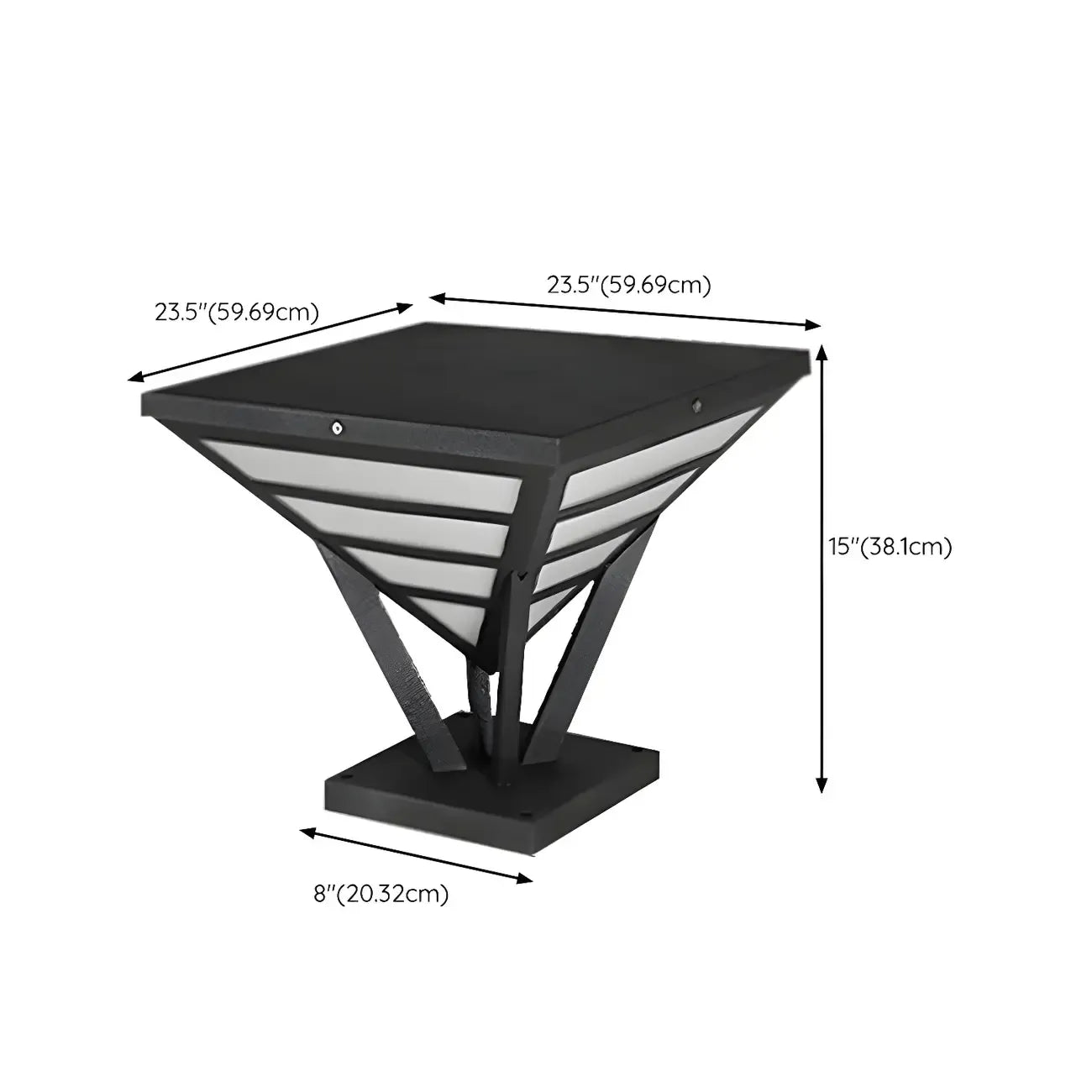 Black Metal Bracket Pyramid Solar Outdoor Post Lights