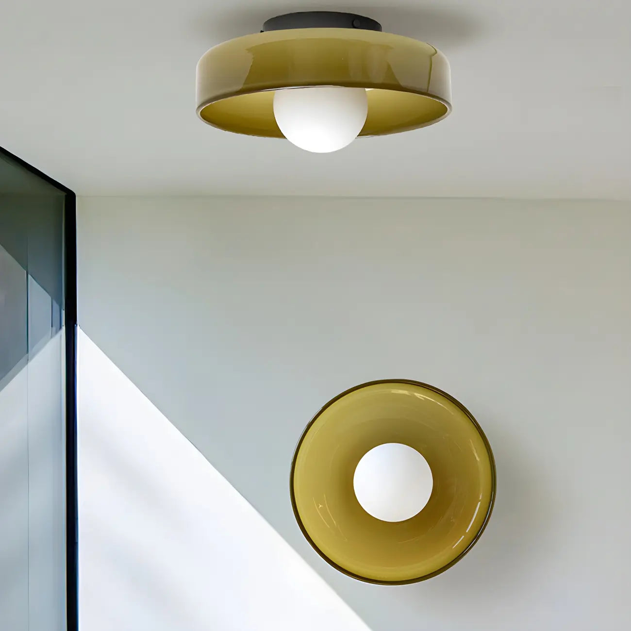 Nordic Round White Glass Flush Ceiling Light