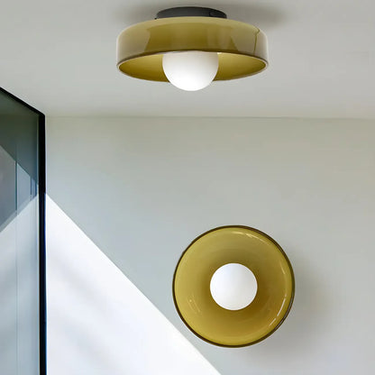 Nordic Round White Glass Flush Ceiling Light