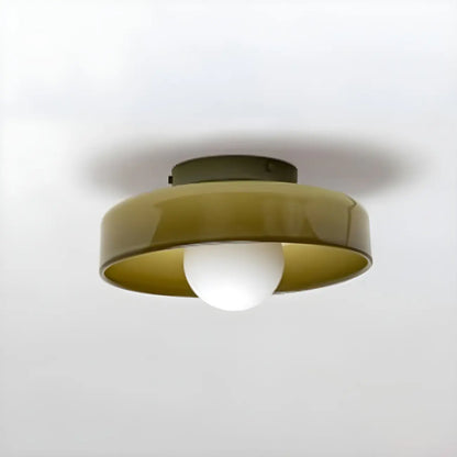 Nordic Round White Glass Flush Ceiling Light