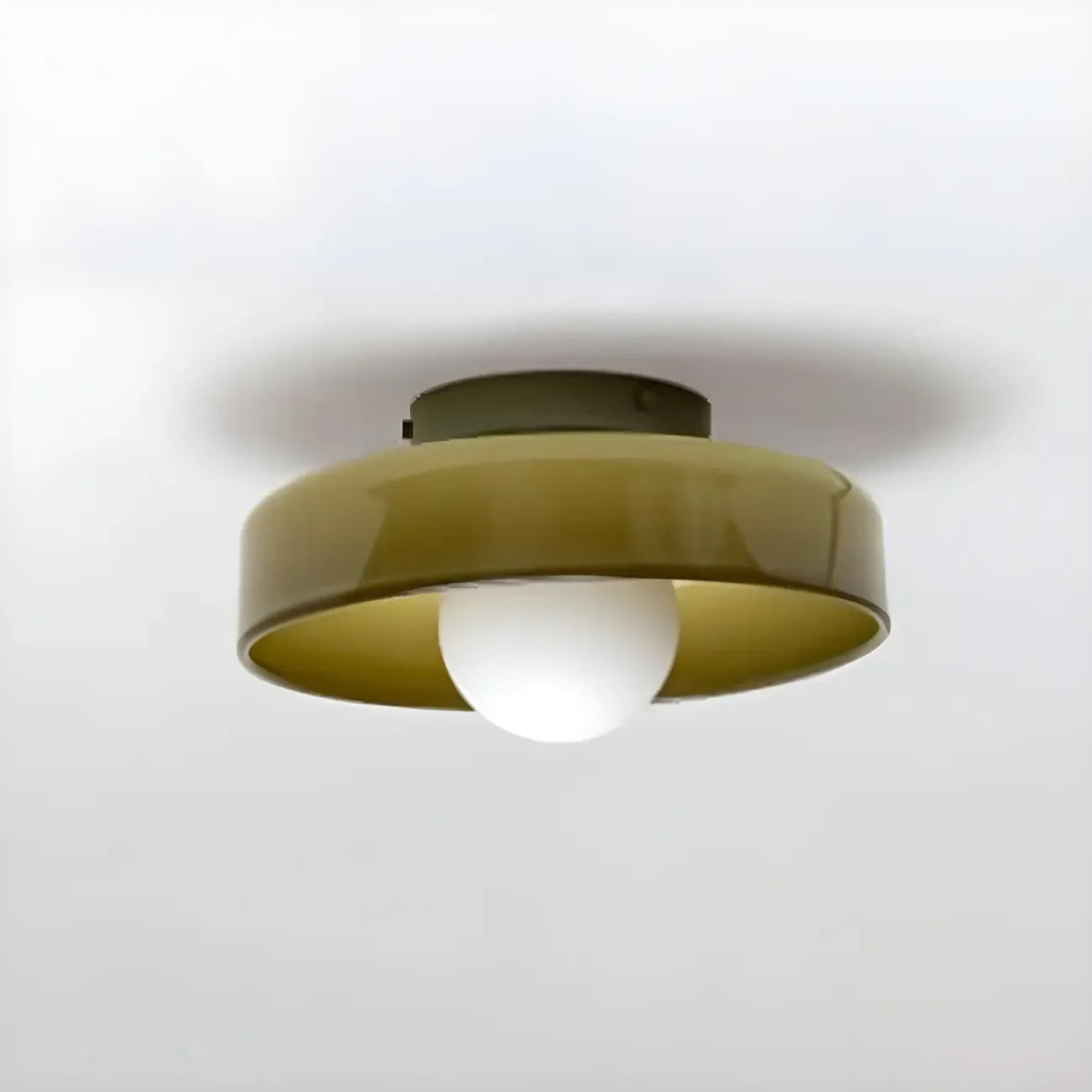 Nordic Round White Glass Flush Ceiling Light