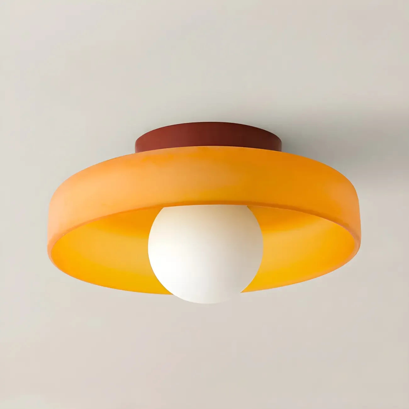 Nordic Round White Glass Flush Ceiling Light