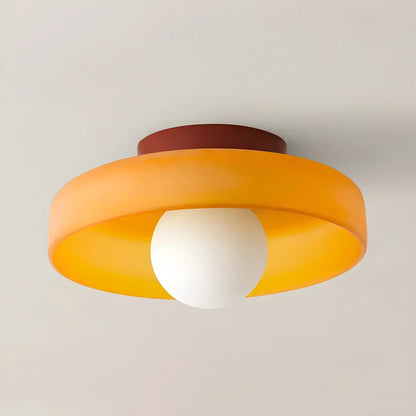 Nordic Round White Glass Flush Ceiling Light