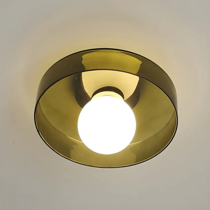 Nordic Round White Glass Flush Ceiling Light