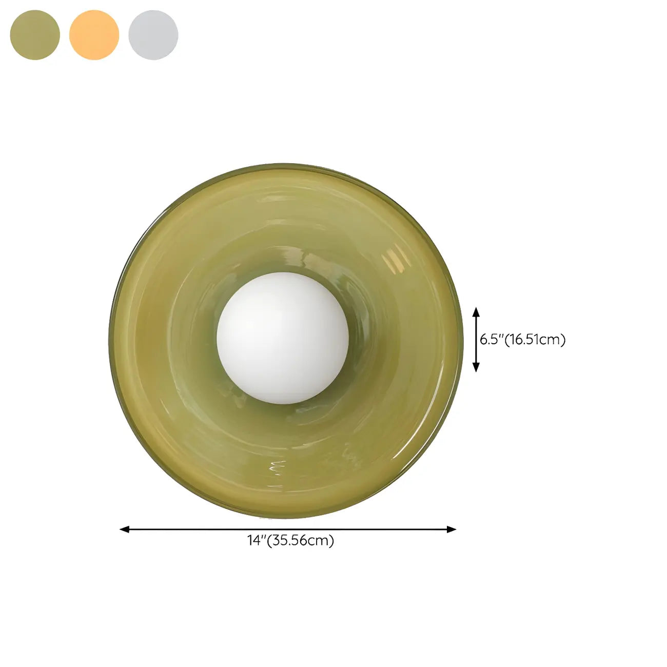 Nordic Round White Glass Flush Ceiling Light