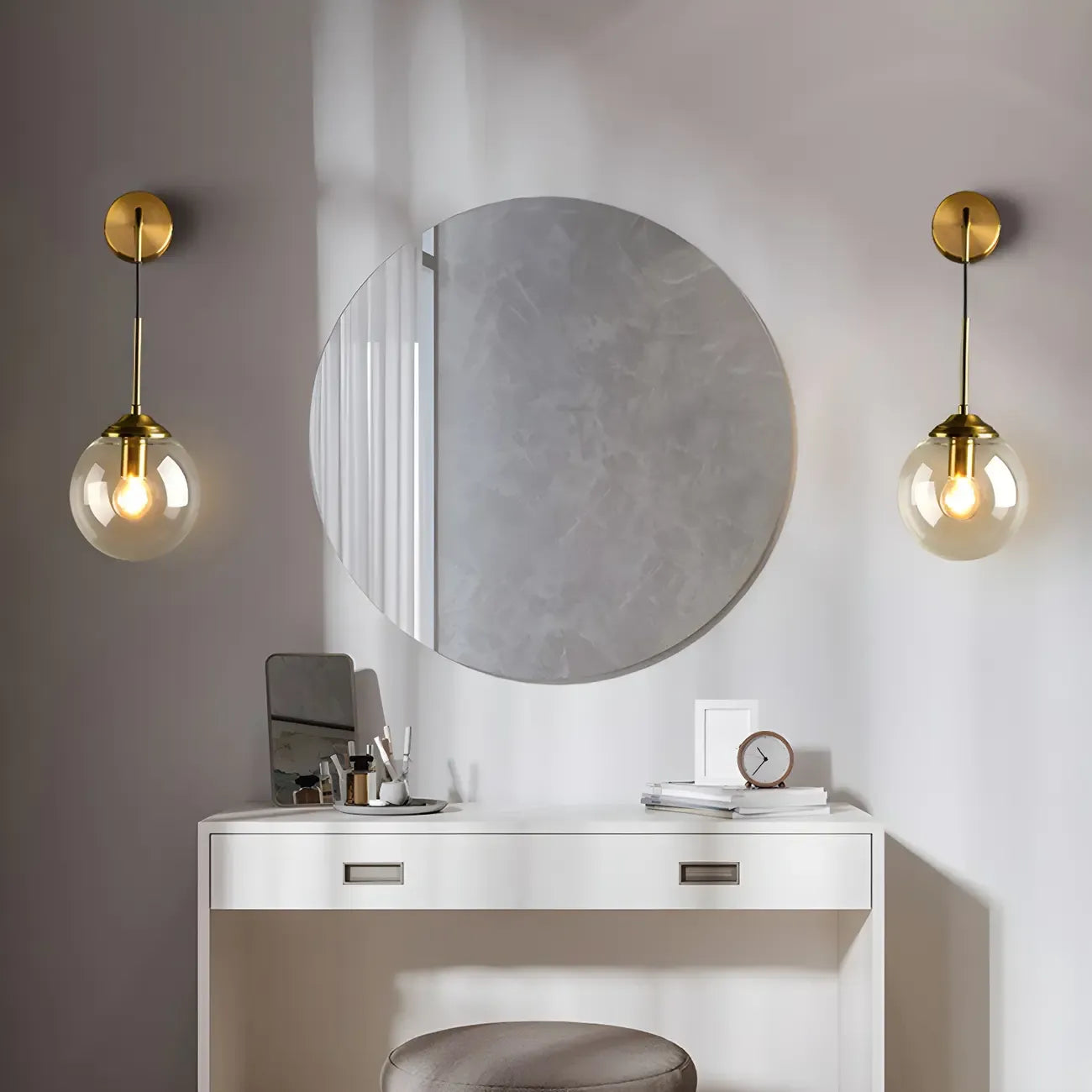 Modern Globe Glass Suspension Vanity Lamp for Bathroom Decor