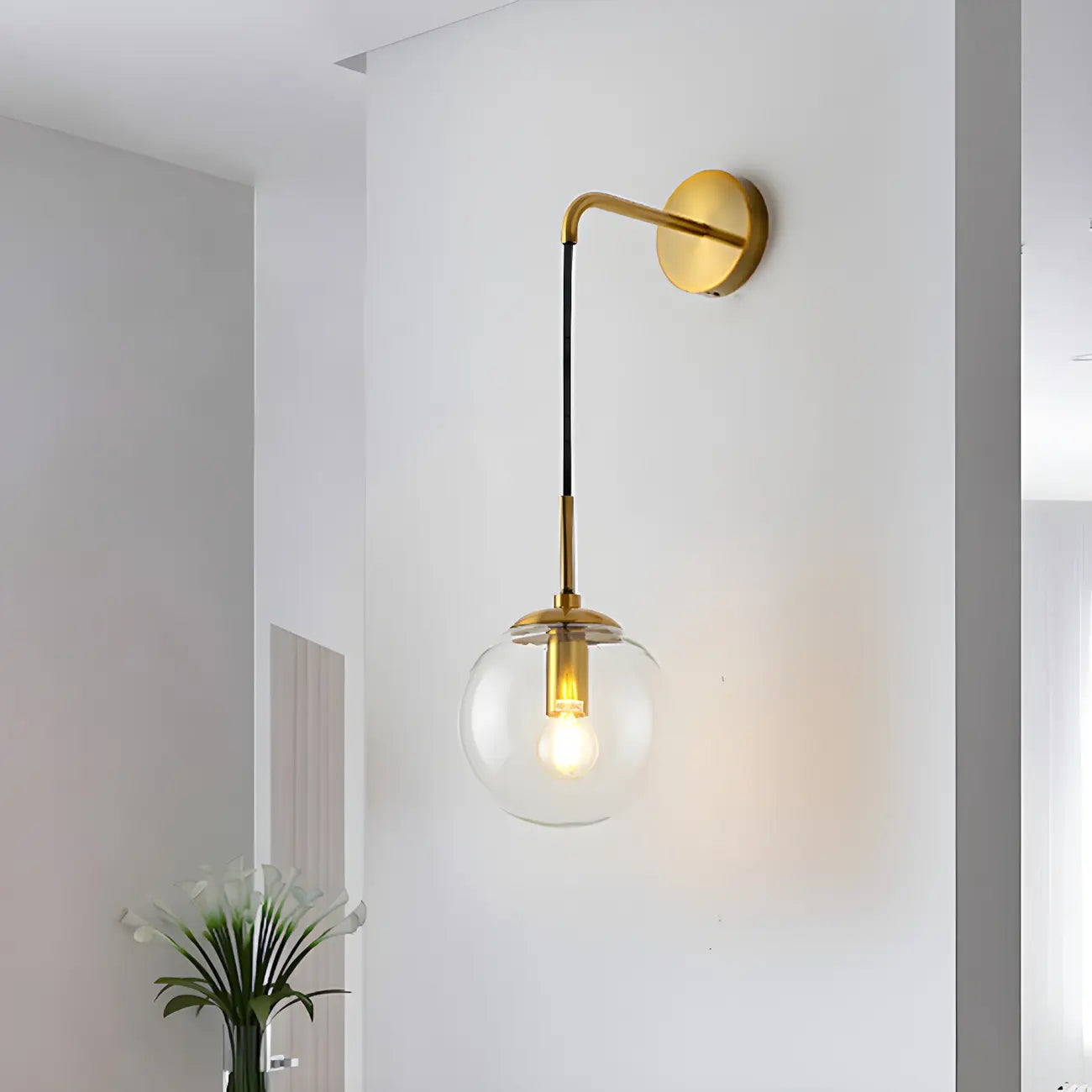 Modern Globe Glass Suspension Vanity Lamp for Bathroom Decor