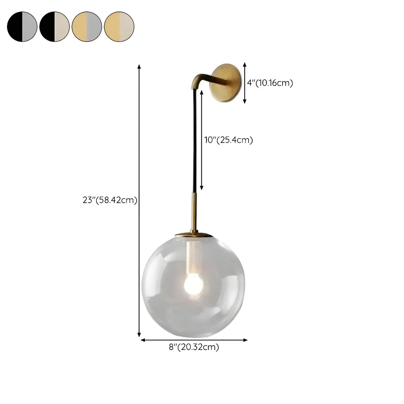 Modern Globe Glass Suspension Vanity Lamp for Bathroom Decor