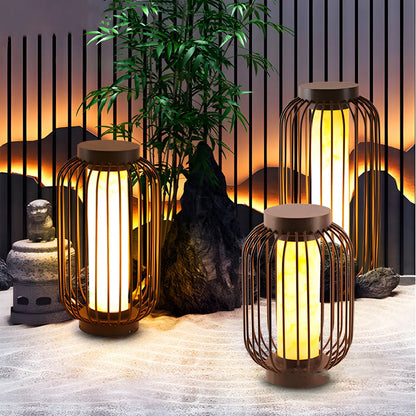 Black Metal Cage Solar Outdoor Post Lights