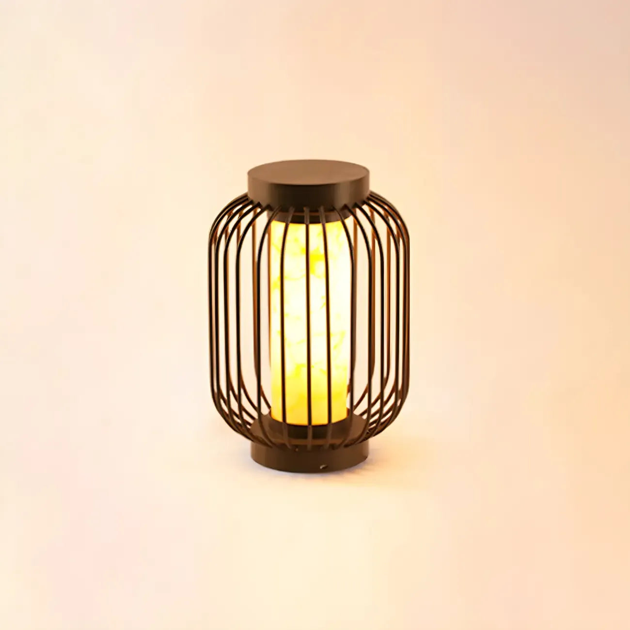 Black Metal Cage Solar Outdoor Post Lights