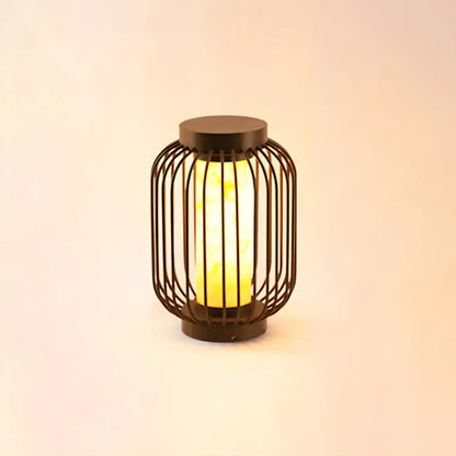 Black Metal Cage Solar Outdoor Post Lights