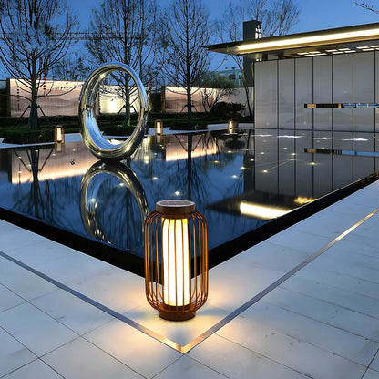 Black Metal Cage Solar Outdoor Post Lights