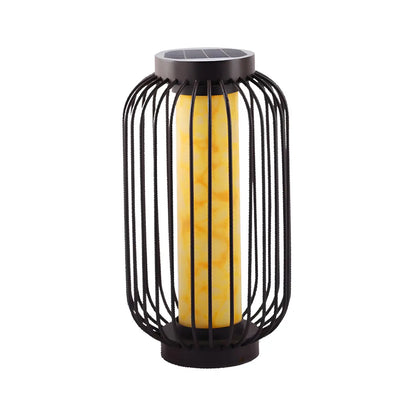 Black Metal Cage Solar Outdoor Post Lights