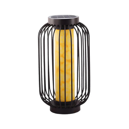 Black Metal Cage Solar Outdoor Post Lights