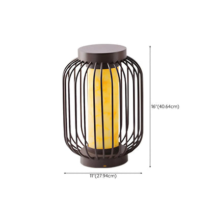 Black Metal Cage Solar Outdoor Post Lights