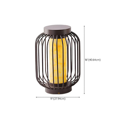 Black Metal Cage Solar Outdoor Post Lights