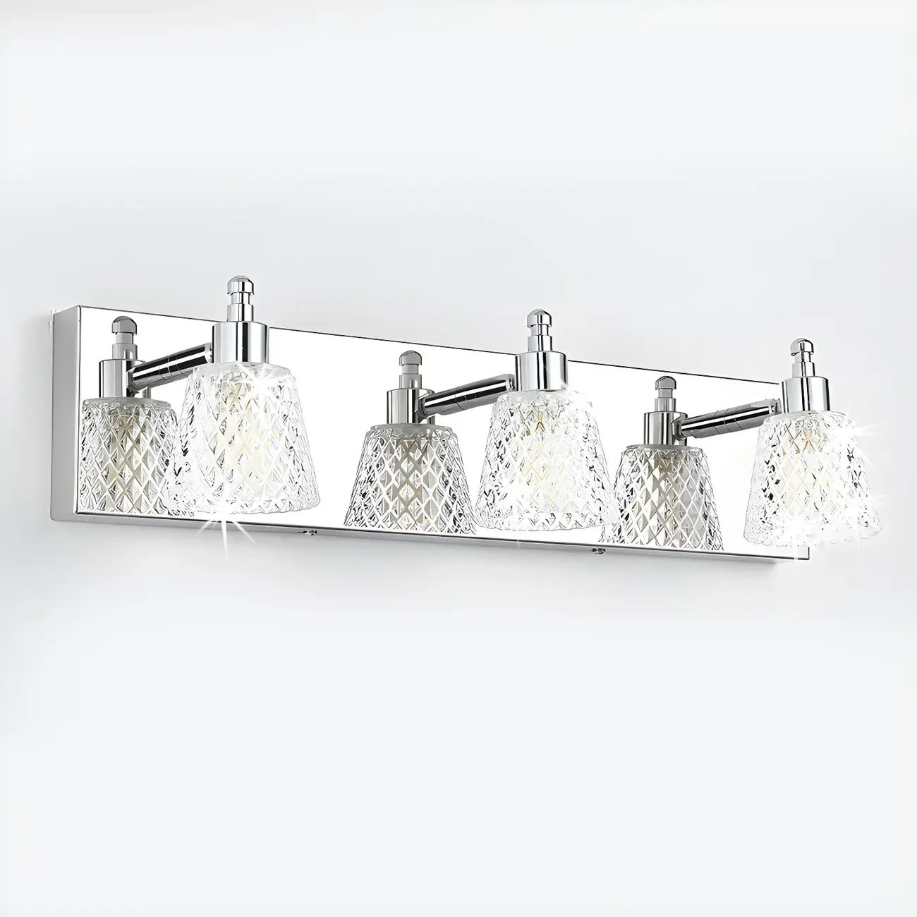 3-Light Modern Clear Glass Silver Bathroom Vanity Light
