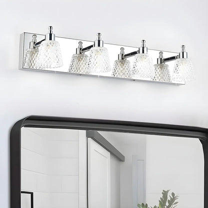 3-Light Modern Clear Glass Silver Bathroom Vanity Light
