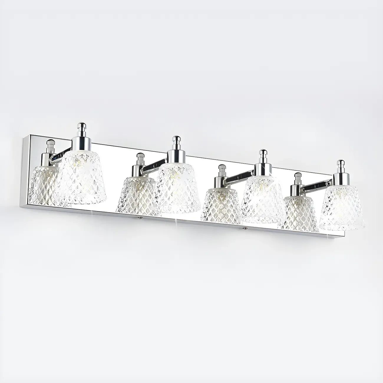3-Light Modern Clear Glass Silver Bathroom Vanity Light