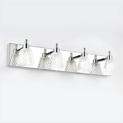 3-Light Modern Clear Glass Silver Bathroom Vanity Light