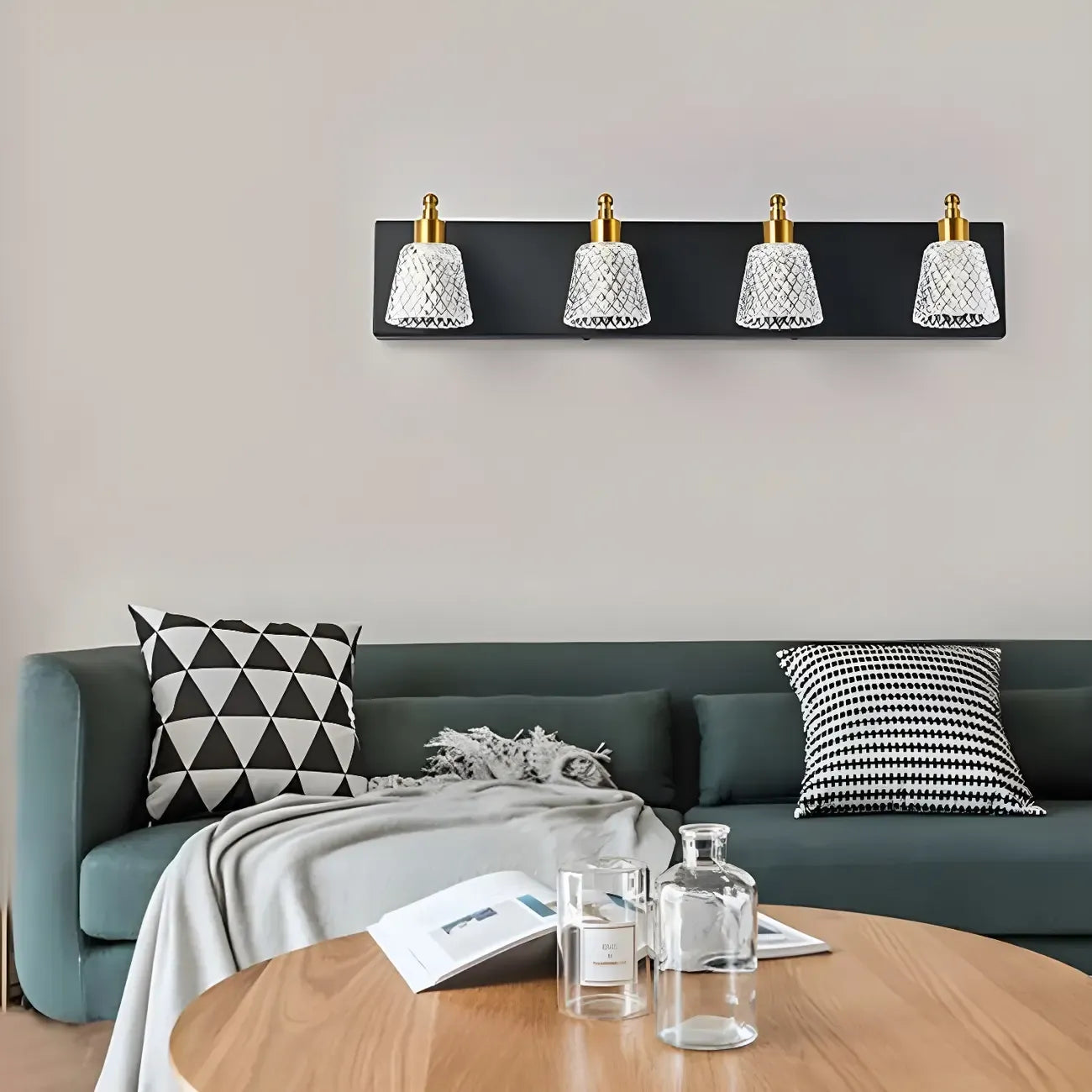 3-Light Modern Clear Glass Silver Bathroom Vanity Light