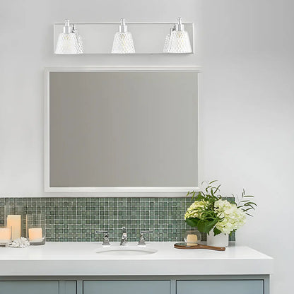 3-Light Modern Clear Glass Silver Bathroom Vanity Light