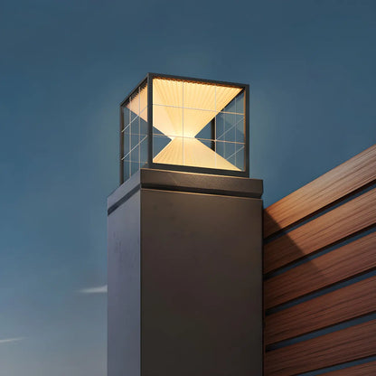 Black Solar Clear Cube Outdoor Post Lights