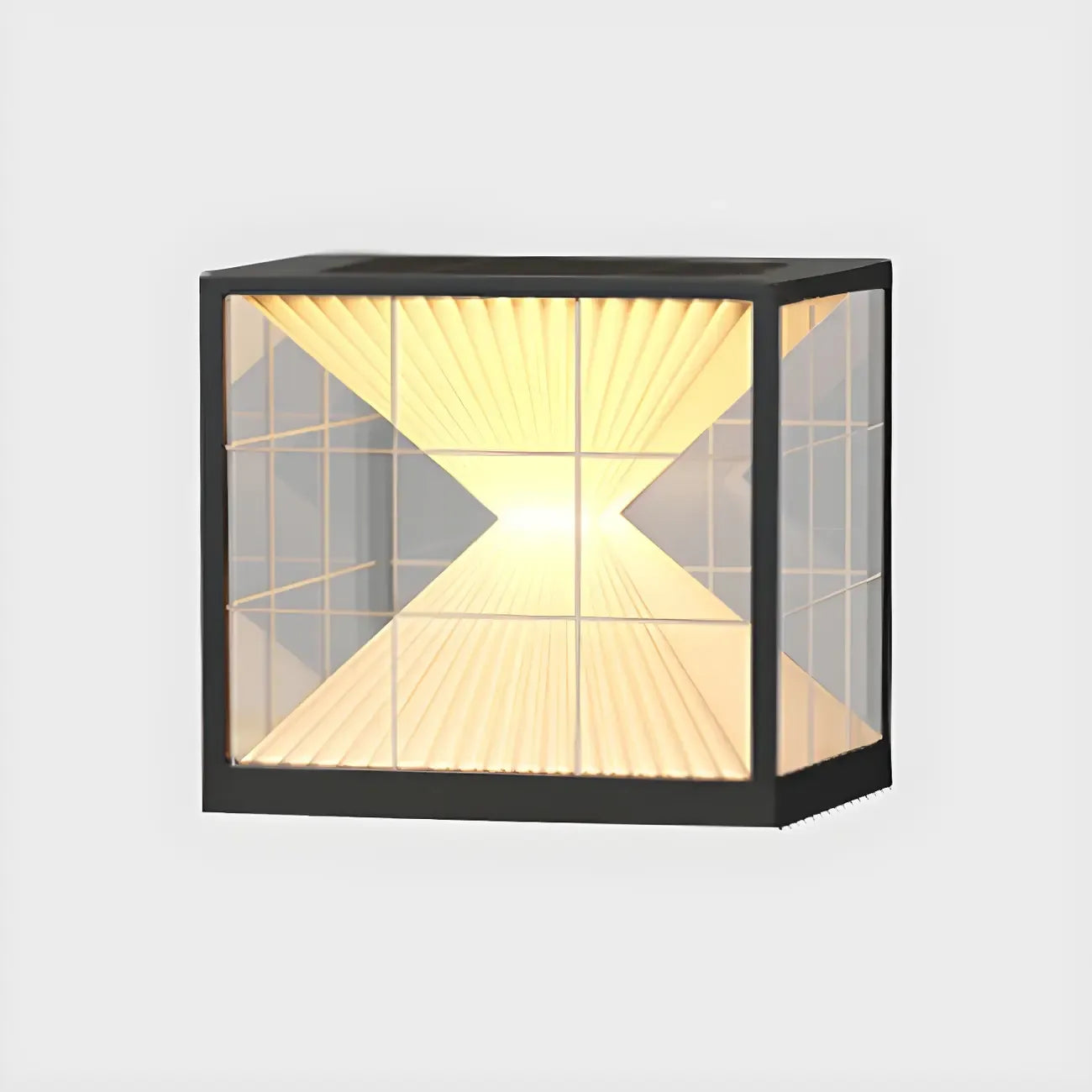 Black Solar Clear Cube Outdoor Post Lights