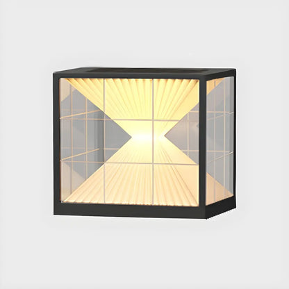 Black Solar Clear Cube Outdoor Post Lights