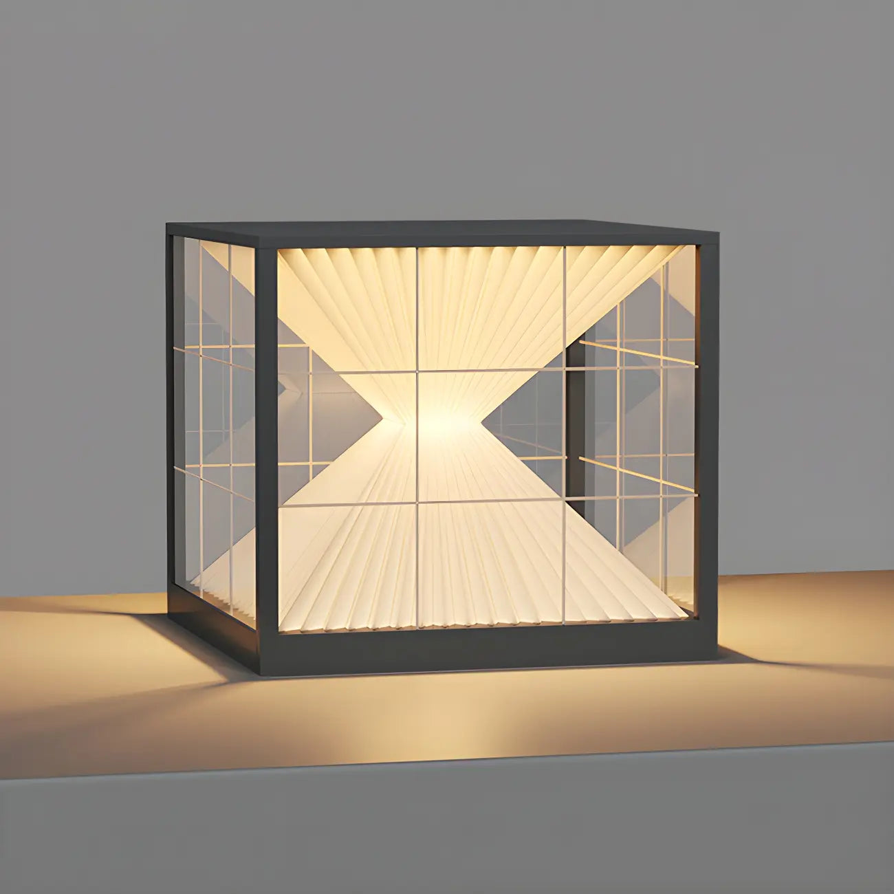 Black Solar Clear Cube Outdoor Post Lights