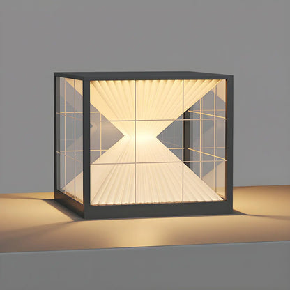 Black Solar Clear Cube Outdoor Post Lights