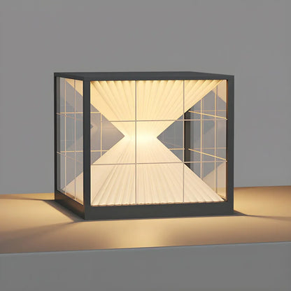 Black Solar Clear Cube Outdoor Post Lights