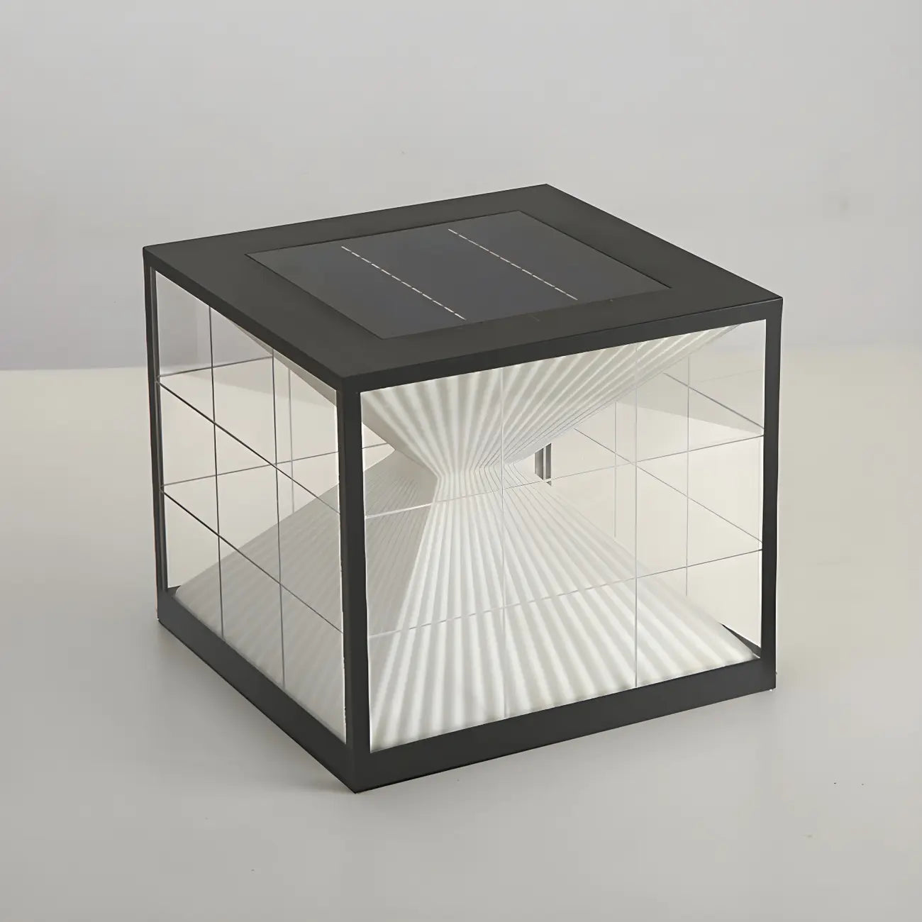 Black Solar Clear Cube Outdoor Post Lights