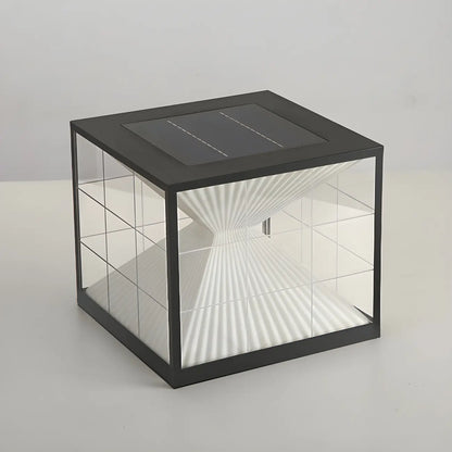 Black Solar Clear Cube Outdoor Post Lights