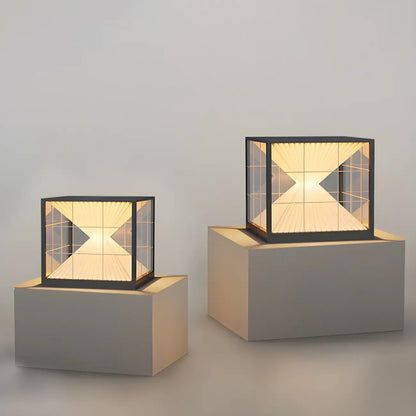 Black Solar Clear Cube Outdoor Post Lights