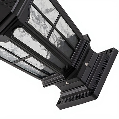 Vintage Hammered Pane Solar Black Outdoor Post Lights