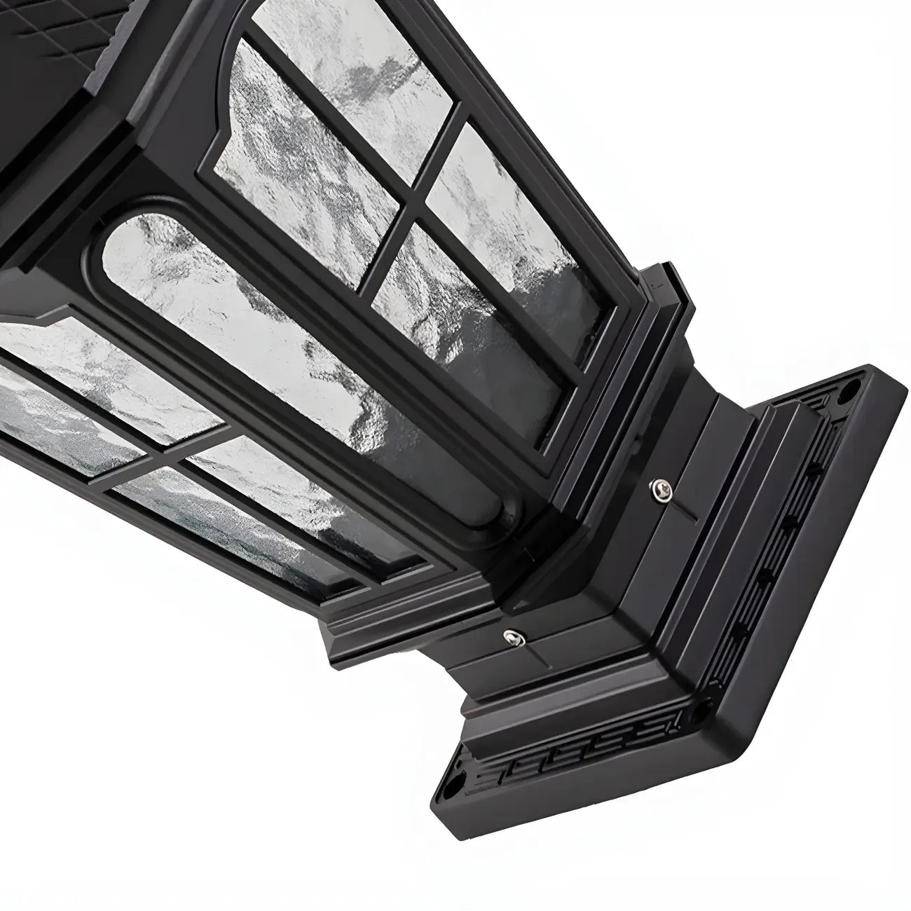 Vintage Hammered Pane Solar Black Outdoor Post Lights