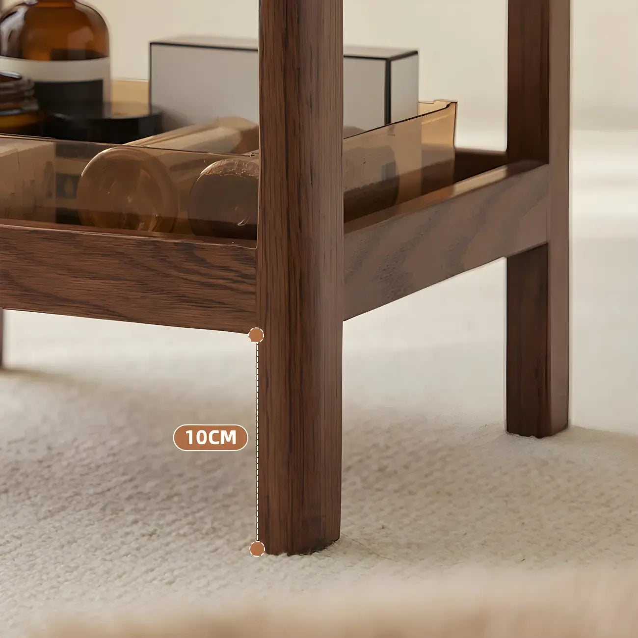 Traditional Narrow Brown Solid Wood Nightstand with Storage